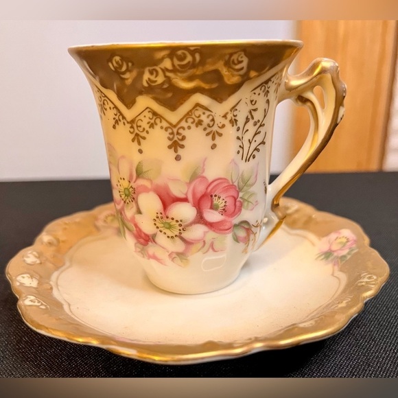 Bridgerton Floral Espresso Chocolate Demitasse Teacup Saucer Set Victorian Cup - Picture 6 of 17